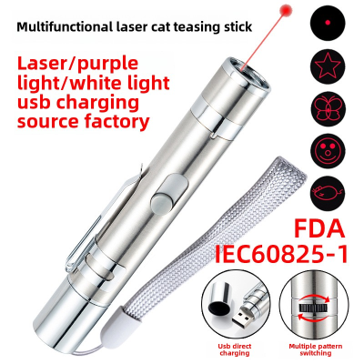 Rechargeable infrared laser cat teaser stick with multiple patterns projection for cats, dogs, cats, pet toys, interactive products