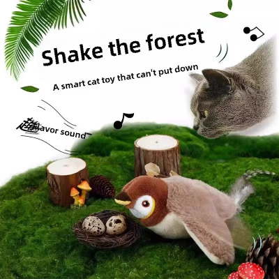 Electric cat toy with shaking bird sound simulation bird cat hunting toy pet automatic cat teaser